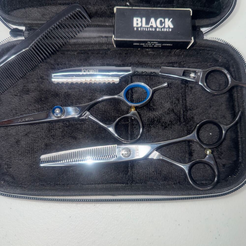 Joewell Professional Scissors Lot of 3 shears zipper embossed case